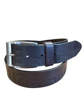 Italian Leather Belt Brown All Over Firenze Stamp 1.5” Wide Classic GP & Max 38”